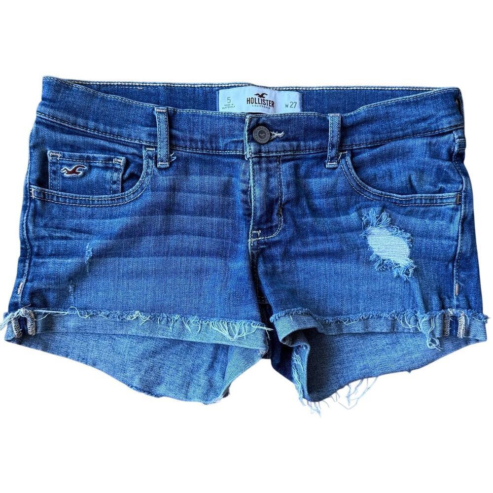 Hollister Frayed Distressed Cuffed Cutoff Denim Jean Shorts Size 27 90's y2k